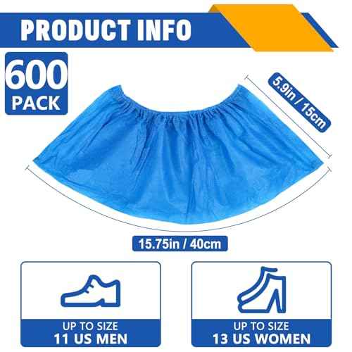 600 Pack(300 Pairs) Shoe Covers Disposable, Non-woven Fabric Shoes Covers for Indoor, Blue Durable & Reusable Disposable Boot & Shoe Covers, Larger Size Fits Various Shoes