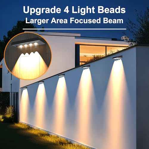 Solar Fence Lights Outdoor Waterproof IP65, 12 Pack Fence Lights Solar Powered 60 Lumens Auto On/Off Step Wall Lights Outside Decorations for Yard, Porch, Patio, Stairs, Pool, Deck, Garden- Warm Light