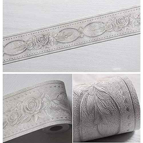 MULLSAN 5 Meters Rattan Flower 3D Peel and Stick Waterproof Wall Border Easy to Apply (White)