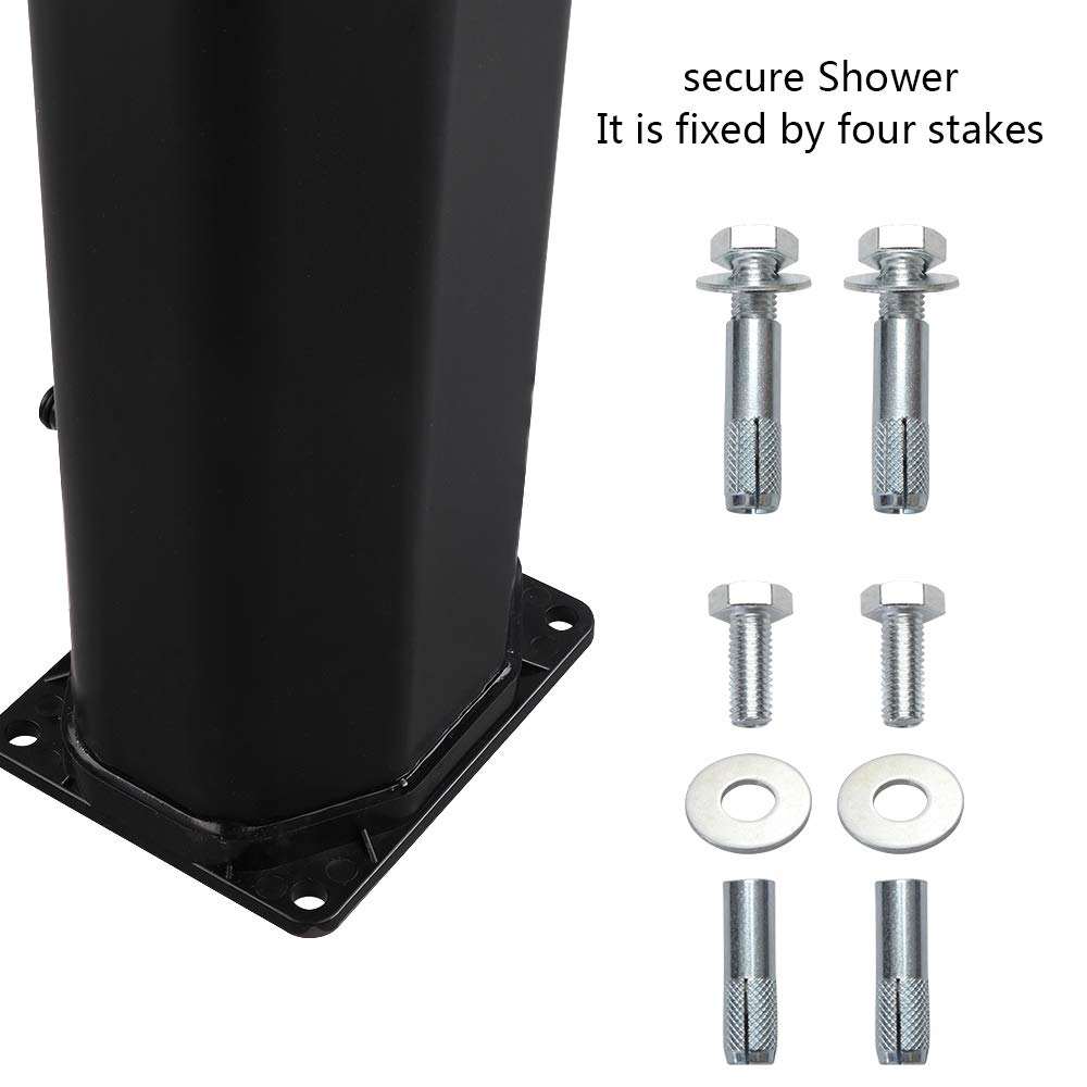 VINGLI 9.3 Gallon Solar Heated Outdoor Shower, 7.2 FT Height, Freestanding Outside Shower with 360° Swivel Shower Head & Foot Faucet, Hot & Cold Water Adjustment, Black