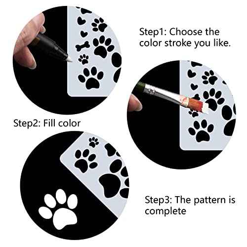 GORGECRAFT Paw Print Stencil Dog Bone Heart Pattern Template 30x30cm Large Reusable Plastic Square Stencil Sign for Painting on Wood Wall Scrapbook Card Floor Drawing DIY Furniture Decor Crafts