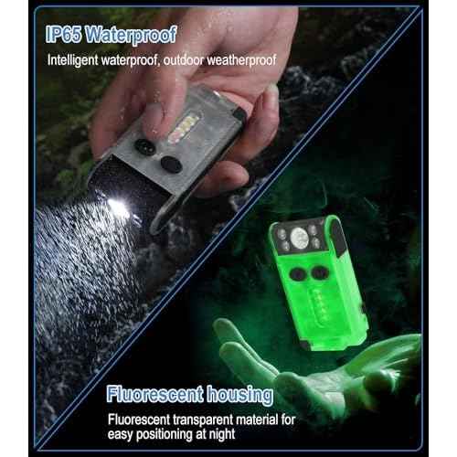 BORUIT V30 Small LED Flashlight - 365nm UV, Red/Green Light, 180¡Æ Swivel, Magnetic EDC Clip, Powerful Flashlights USB-C Rechargeable, Mini Pocket Keychain Flash Light IP65, 120dB, White