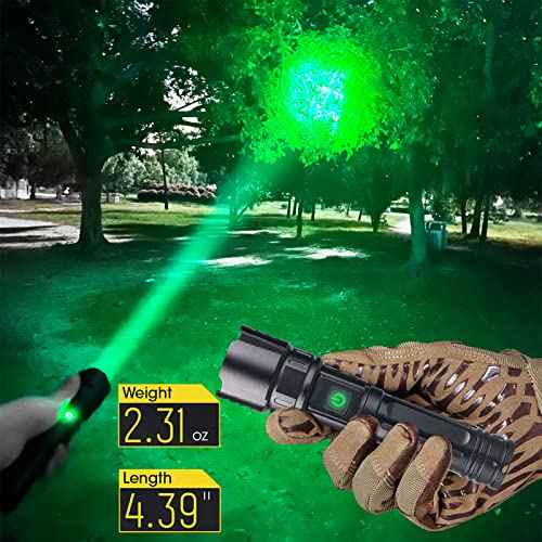 VASTFIRE USB-C Rechargeable Green Flashlight Zoomable 1000 Yard Pressure Switch Scope Rail Mount Hogs Predators Night Hunting