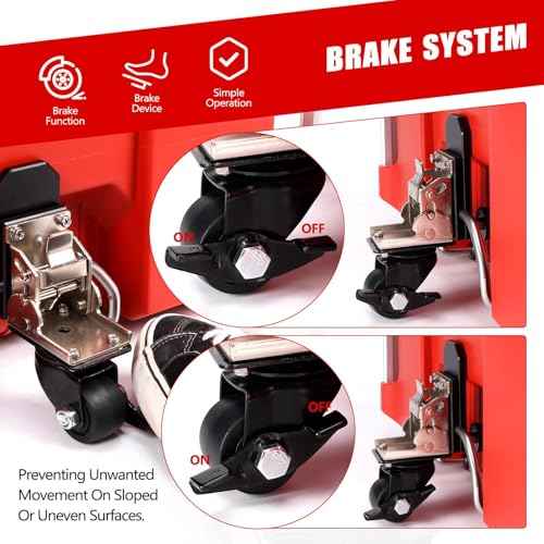 Upgraded Packout Caster Wheel Kit, Steel Construction Front Wheel with Brake for Milwaukee Packout Rolling Toolbox, 200 Lbs Capacity