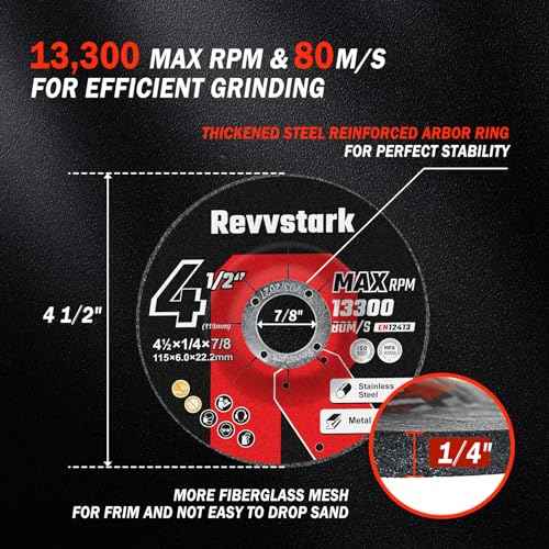 50 Pack Grinding Wheels 4-1/2 Inch, Grinder Wheel for General Purpose Metal & Stainless Steel, Aluminum Oxide Grinding Disc 4 1/2 for Angle Grinder, Depressed Center 4.5" * 1/4" * 7/8"
