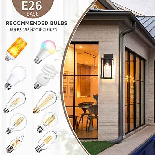 MAXvolador Outdoor Wall Sconce, Exterior Waterproof Wall Lantern Light Fixture, Dark Chocolate Porch Light Glass, Anti-Rust E26 Patio Lighting, 2 Pack