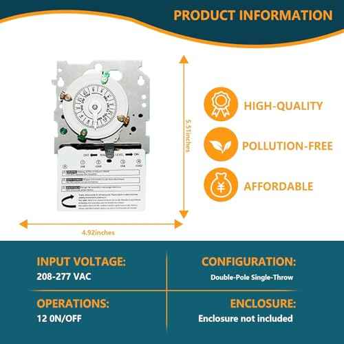 T104M Electromechanical Timer Switch Versatile Scheduling Manual Override,1-12 Cycles Per Day