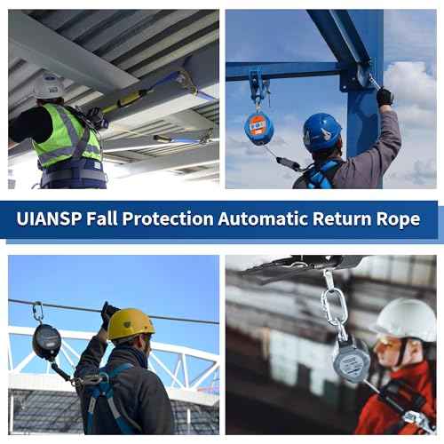 6FT Self Retracting Lifeline Fall Protection Retractable Safety Lanyard Rectracting Lifeline Personal Fall Arrest Protection ANSI Self Retractable Gear for Roofing Construction(Small Hook)