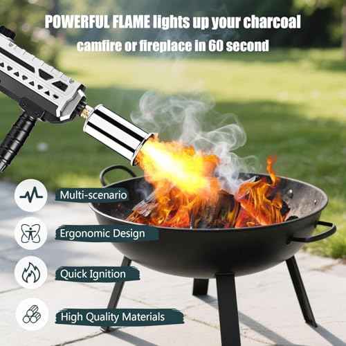 Propane Torch - Powerful Grill & Cooking Torch Gun - Adjustable Flamethrower - Culinary Blow Torch for Sous Vide, BBQ, Campfire, Charcoal Wood (Tank Not Included)