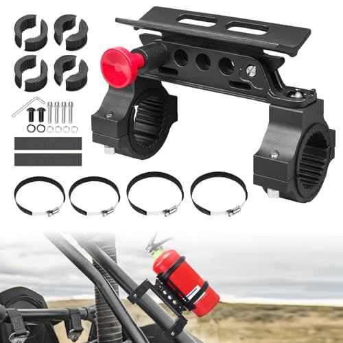 Quick Release Roll Bar Fire Extinguisher Mount Holder Bracket Kits Compatible with for UTV Polaris RZR Pioneer Can Am Maverick X3 Commander Talon ATV Jeep Wrangler with 1''-2'' Roll Cage