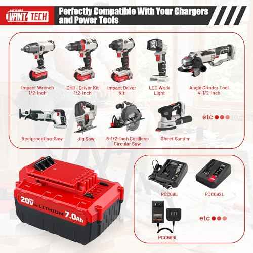 VANTTECH 2Pack 7.0Ah PCC685L Replacement for Porter Cable 20V Lithium Battery PCC680L PCC685LP PCC682L PCC681L PCC680LP PCC640 PCC600 PCCK602L2 Compatible with Porter Cable 20V Cordless Tools