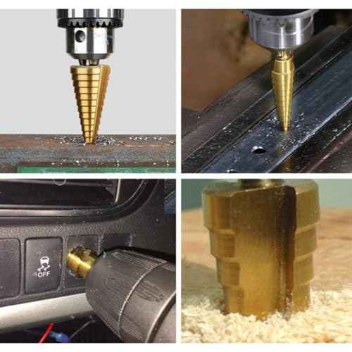 3PCS Step Drill Bit Set - Titanium Coated, High Speed Steel Drill Cone Bits for Sheet Metal Hole Drilling Cutting, Multi Size Hole Stepped Up Unibit for DIY Lovers