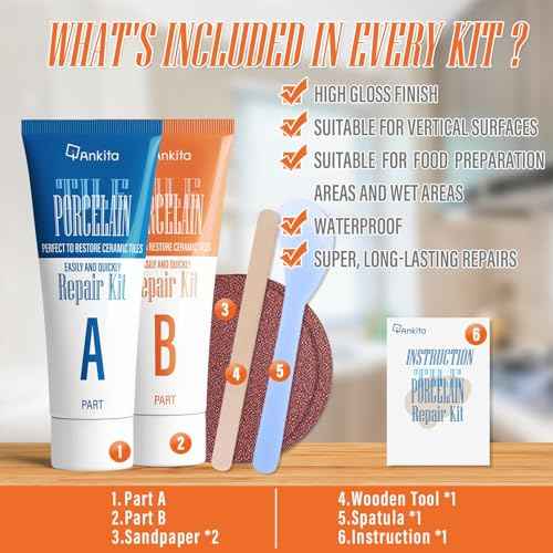 Ceramic Tile Repair Kit (White), Tile Repair Kit with Super Strong Adhesion, Floor Cracked Tile Filler for Cracks, Chips, Holes on Ceramic, Porcelain, Acrylic, Fiberglass, Enamel