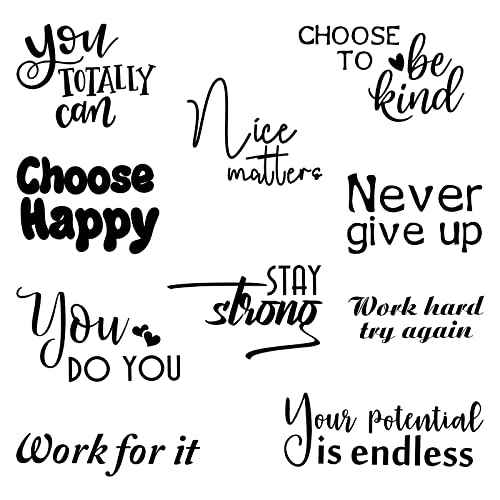10 Pcs Inspirational Wall Decals Peel and Stick Vinyl Positive Quotes Wall Decor Removable Waterproof Motivational Window Stickers for Bedroom Office School Classroom Living Room Bathroom