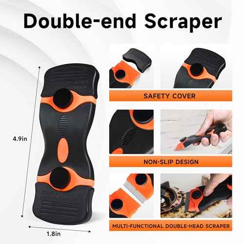 6PCS Razor Blade Scraper Tool, 3Pack Razor Scraper Set with Extra 40Pcs Blades and 3Pcs Wire Brush Set, Glass Top Stove Scraper, Paint Scraper, Cleaning Scraper Tool for Windows, Glass, Sticker