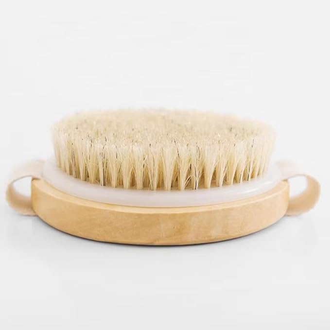 Dry Body Brush – Eco-Friendly Natural Bristles for Gentle Exfoliation, Skin Renewal, Improved Circulation & Lymphatic Support – Perfect Detox & Spa Self-Care Accessory (Tan)