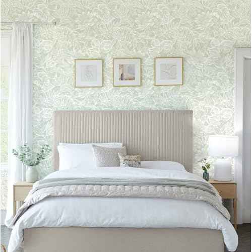 Peel and Stick Wallpaper Modern Wall Paper Green Boho Contact Paper Bedroom Bathroom Wallpaper Peel and Stick Light Green Tropical Leaf Removable Self-Adhesive Wall Decor 17.3" x 118"