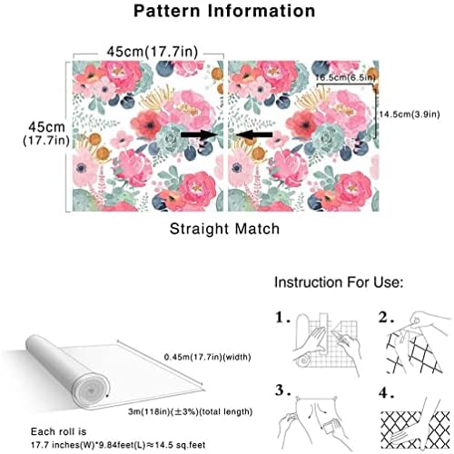 Peel and Stick Wallpaper Removable Floral Cactus Pink Navy Flower Vinyl Self Adhesive Prepasted Decorative for Girls Women Bedroom Cabinets Desk Countertops 17.7in x 9.8ft