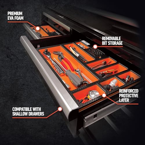 Railer EVA Foam Tool Tray ? Premium Tool Box Accessories & Storage Organizer with a Built-In Bit & Socket Organizer for Your Tool Drawer