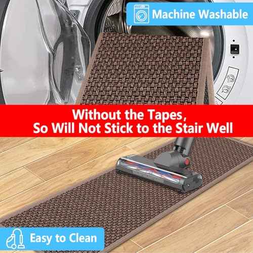 GOYLSER Rubber Backed Jute Carpet Stair Treads Mats, 15 Pack Basement Safety Stair Rug Step Pads, Non Slip Stairway Covers, 8"x30", Light Brown