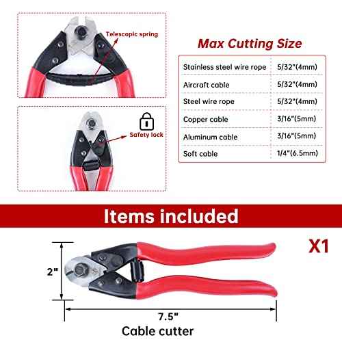 Muzata Upgraded Custom Cable Railing Crimping Tool Hydraulic Crimper Hydraulic Crimping Tool for 1/8" 5/32" 3/16" Stainless Steel Cable Railing Kit Wire Rope Swaging Kit with Wire Cutter CT01