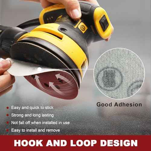 5 Inch Sanding Discs Hook and Loop, 70 PCS 8 Hole Adhesive Sandpaper, Including 40/60/80/120/180/240/320 Grit for Random Orbital Sander