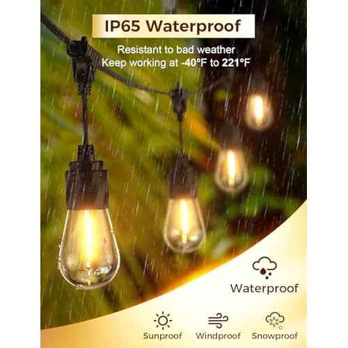 XMCOSY+ 96FT Outdoor String Lights, Patio Lights Outdoor Waterproof with 32 Shatterproof Bulbs, LED Hanging Light for Outside Porch Backyard Garden Party Balcony Decor