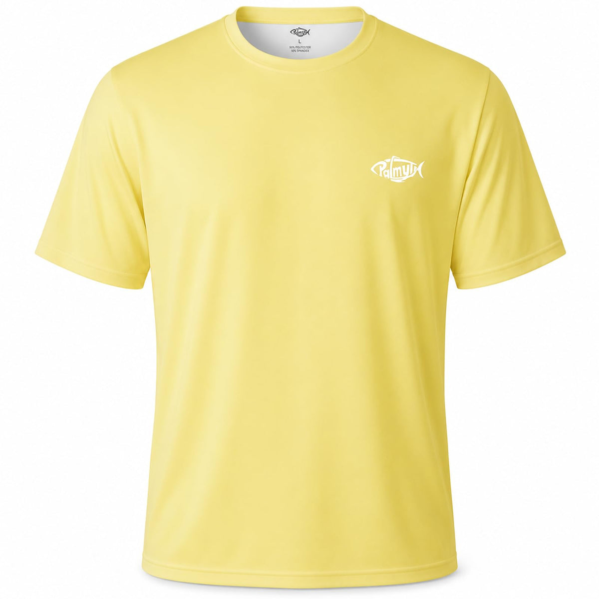 Palmyth Men's Fishing Shirt Short Sleeve Sun Protection UV UPF 50+ SPF T-Shirt (Yellow/Crab, XL)