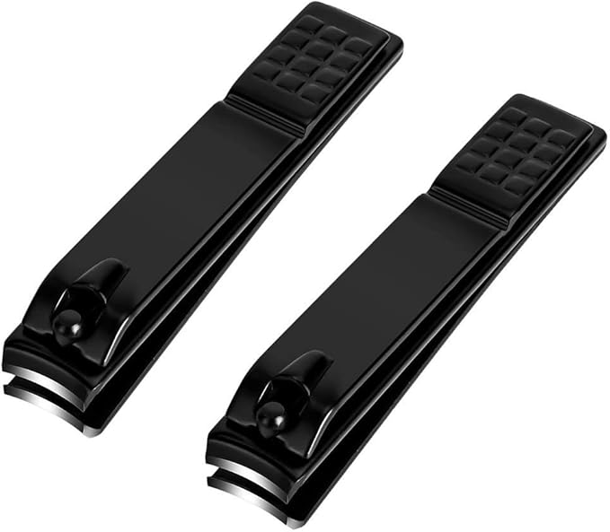 Nail Clippers Set, Sharp Stainless Steel Fingernail and Toenail Clippers, Black Nail Cutter, Large and Large 2 Piece Set.