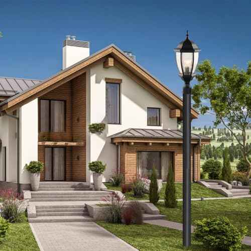 Accessories 3" x 84" Outdoor Light Post in Black for for Outdoor Residential Porch, Terrace, Courtyard, Garden, Driveway, Family Lawn,Walkway