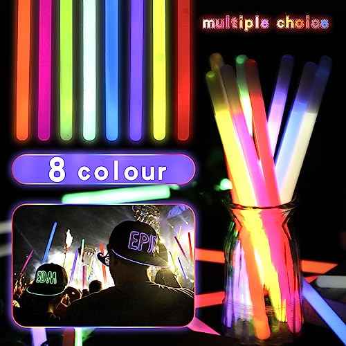 20 Pcs Ultra Bright Large Glow Sticks 14 Inch Industrial Grade 8 Colors Jumbo Light Sticks Emergency glow in the dark for Camping Accessories, Party,Hurricane, Earthquake, Survival Kit
