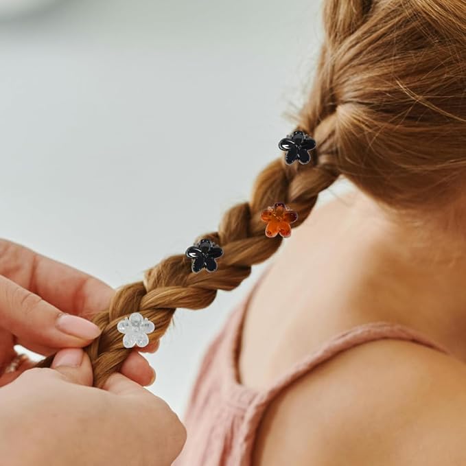 Mini Flower Hair Clip Flower Clips,Colorful Mini Hair Claw,for Women, Girls,Baby, Toddler Bangs Strong Grip Small Tiny Rainbow Hair Clips (50, Black, brown, white)