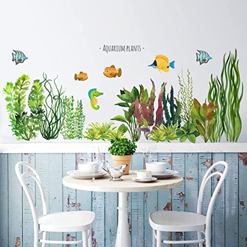 Green Fresh Plant Wall Stickers DIY Ocean Coral Reef and Seaweed for Home Bedroom Bathroom Classroom Decorations