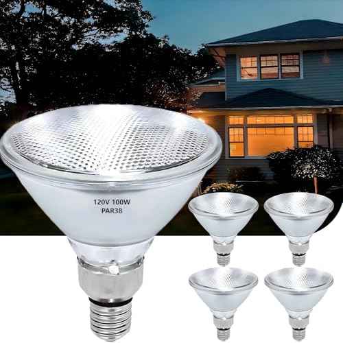 PAR38 Halogen Flood Light Bulbs 100W 120V, E26 Base, 2700K Warm White Light for Indoor and Outdoor 4Pack