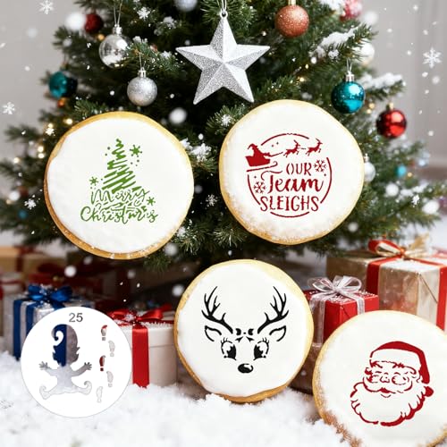 36PCS Small Christmas Stencils for Crafts Painting on Wood ? 3" Reusable Holiday Stencil Templates for Painting on Wood, Card, Paper, Fabric, Glass & Ornaments