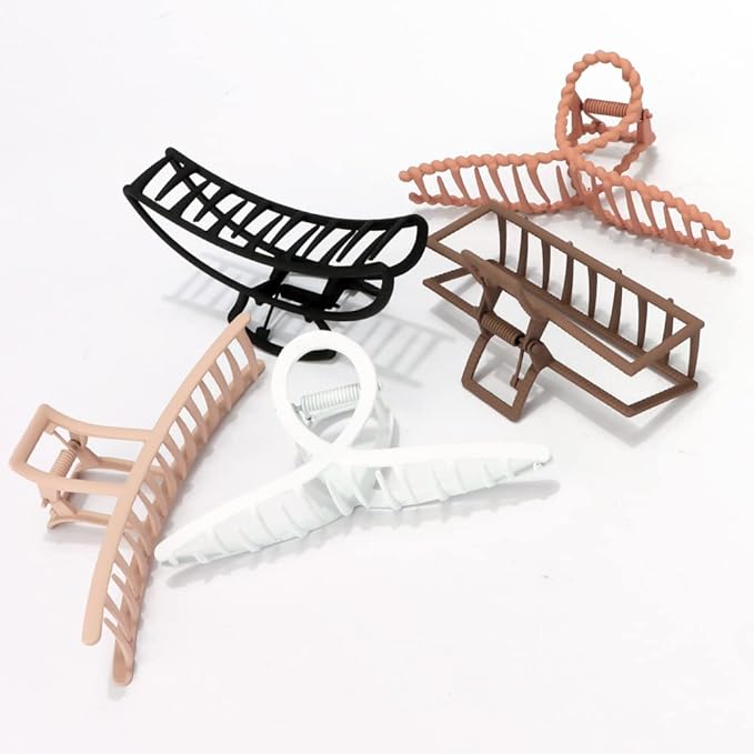 Large Metal Hair Clips for Thick and Long Hair - Butterfly Claw Clips and Big Jaw Clamps for Hair Styling, Accessories for Women (5 Colors)