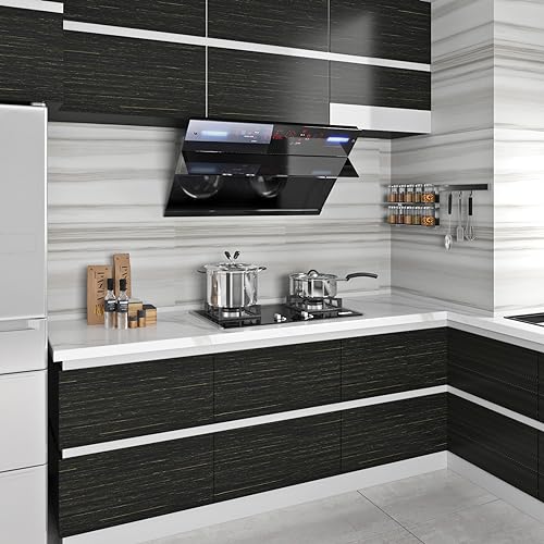 Livelynine Textured Black and Gold Wallpaper Peel and Stick Black and Gold Contact Paper for Cabinets Countertops Desk Covering Waterproof Renter Friendly Wallpaper for Bathroom Apartment 15.8X78.8