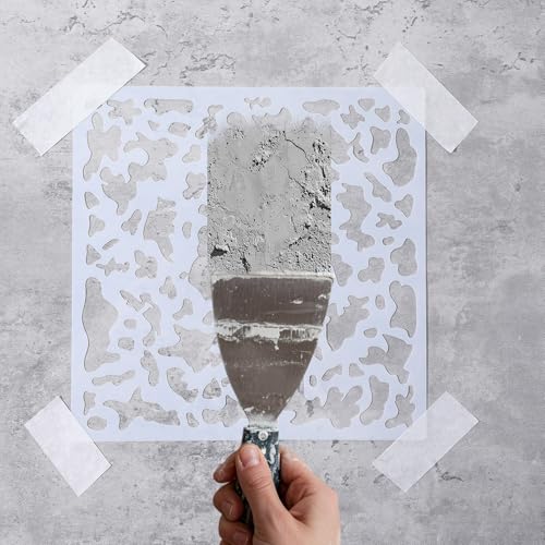 6 Pcs Knockdown Texture Spray Stencil Drywall Repair Tool 8 x 8 Inch Plastic Texture Stencil Drywall Tools Plaster Wall Panels for Wood Wall Profession DIY Supplies