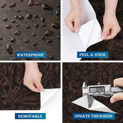 FunStick Bronze Black Concrete Wallpaper Peel and Stick Textured Metallic Wallpaper for Bedroom Bathroom Waterproof Removable Cement Concrete Contact Paper for Walls Countertops Cabinets Thick 16"x80"