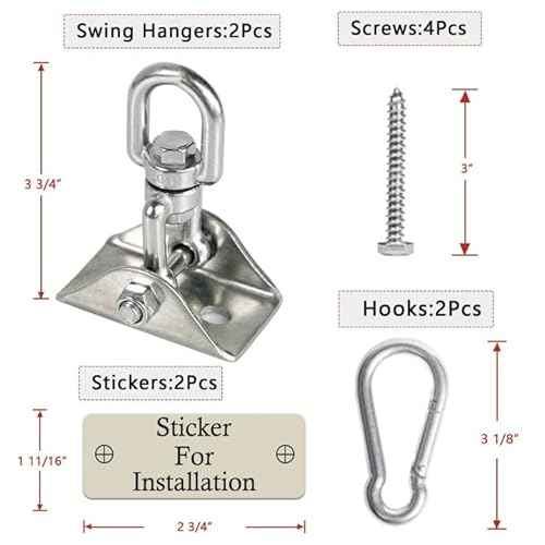 Heavy Duty Swing Hangers for Wooden Sets 2000 LB Capacity Hammock Hanger 360 Swivel Stainless Steel Swing Hardware Accessories 2 Packs for Porch Playground Yoga Heavy Bag