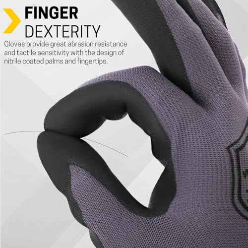 Safety Work Gloves,16 Pairs Micro-Foam Nitrile Coated Glove,Seamless Knit Nylon Gloves,Construction, Gardening(S-XL)