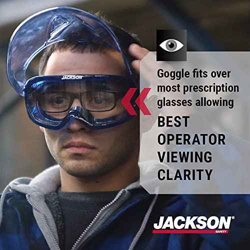 Jackson Safety 21000 - Safety Goggle - Gpl500 Premium Series - Clear Lens - Anti-fog - With Flip-up Detachable Face Shield - Blue Body