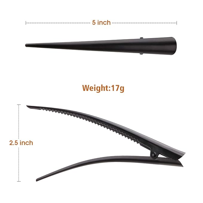 Large Long Alligator Hair Clips for Styling Salon Sectioning, GLAMFIELDS 5 inch Rust-Proof Durable Non-Slip Duckbill Metal Clips for Women Thick and Thin Hair (6 Pack) Black
