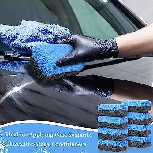 Mudder 24 Pcs 3.5 x 1.5 x 1.5 Inch Car Wax Applicator Pad Rectangular Microfiber Applicator Pads Sponge Ceramic Coating Applicator Car Foam Cleaning for Wax Applying Sealants Detailing Polishing