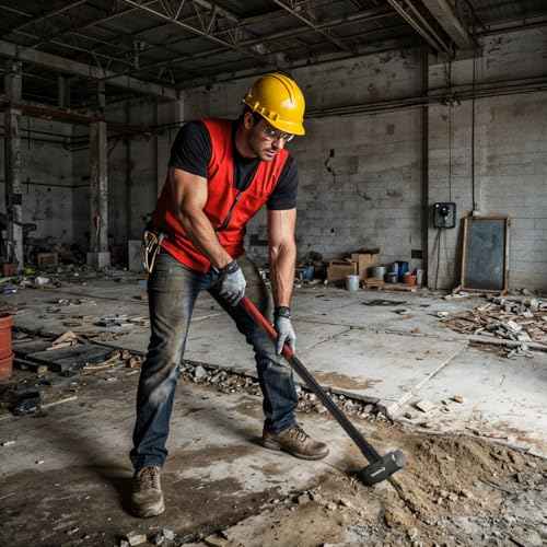 INTERTOOL Sledgehammer 12 lbs ? Sledge Hammer for Demolition, Construction, & Stake Driving - Reinforced Steel 36¡± Overstrike Protection with Shock Absorbing Non-Slip Handle HT08-0249