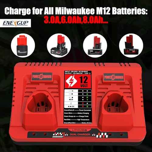 energup 2Pack 12V 3.5Ah Replacement for Milwaukee M 12 Battery and Charger Kit for 48-11-2420 48-11-2401 M 12 12Volt Battery + 2Port Dual Compatible with Milwaukee 12V Charger
