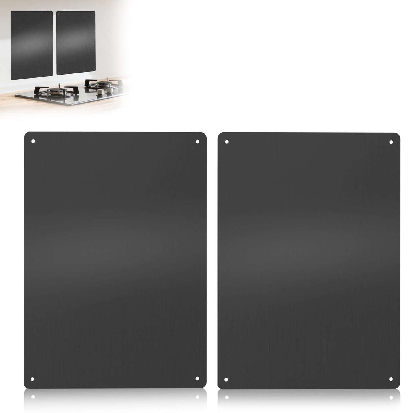 Stainless Steel Stove Backsplash Wall Guard - Heat Resistant Splatter Shield for Kitchen Wall, Oil-Proof for Gas/Electric Stoves, Easy Install with Pre-Drilled Holes (Brushed Black, 12"x16")