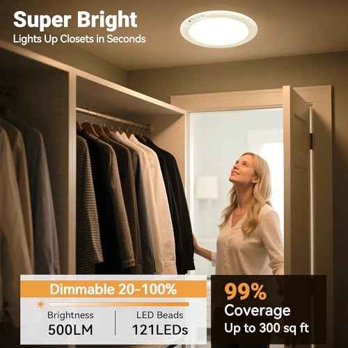 Rechargeable Ceiling Light No Wiring - Battery Operated Led Lights for Bedroom with Remote, Motion Sensor Night Light Indoor Hallway, Living Room, Bathroom, Home & Kitchen Decor Lighting (4)