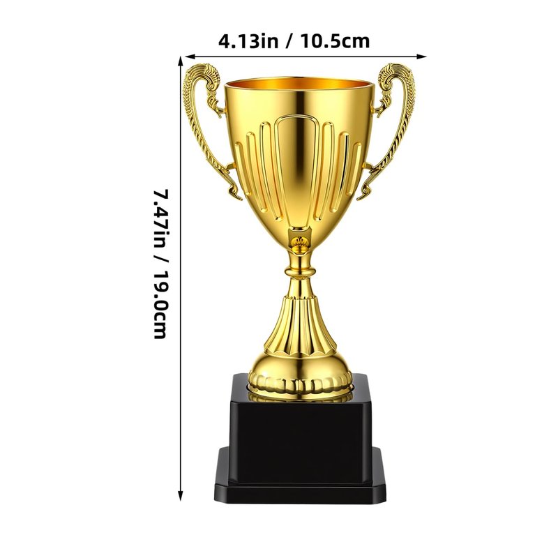 SEWACC Mini Trophy Cup, Plastic Golden Award Trophy with Black Base, Party Favor for Rewards, Winning Prizes, Party Favors, 7.48X3.07 Inch