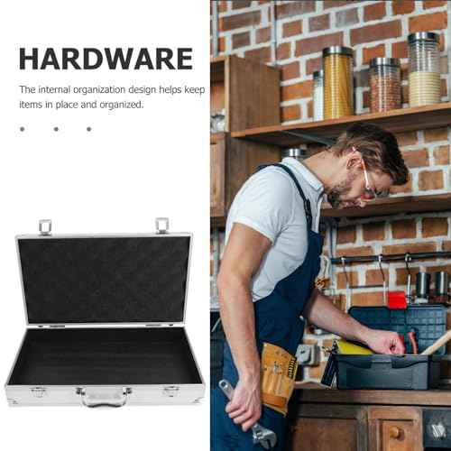Operitacx Aluminum Alloy Toolbox 14X8X3In Lockable Tool Case with Foam Interior for Medical Supplies Electronics and Valuables Storage Organizer